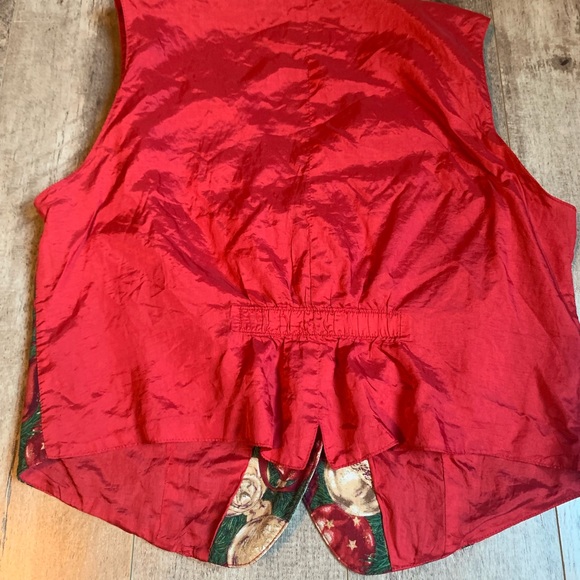 Ugly Christmas vest petite size L ornaments red green button up - Picture 4 of 6